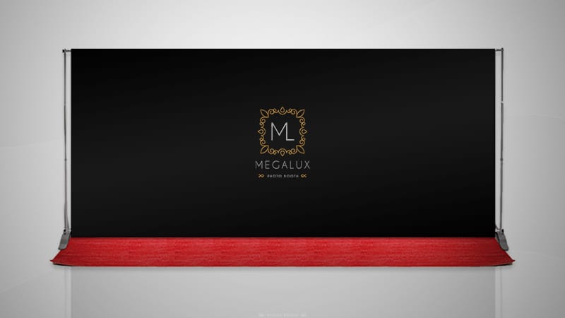 Megalux Photo Booth Rental - Step and Repeat Backdrop w/ company logo